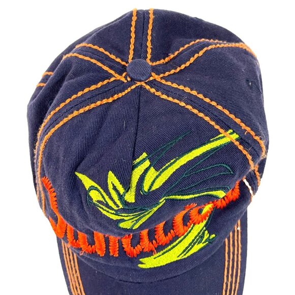 Jamaica cap waves palm tree orange green on navy blue embroidered adjustable - Picture 4 of 8